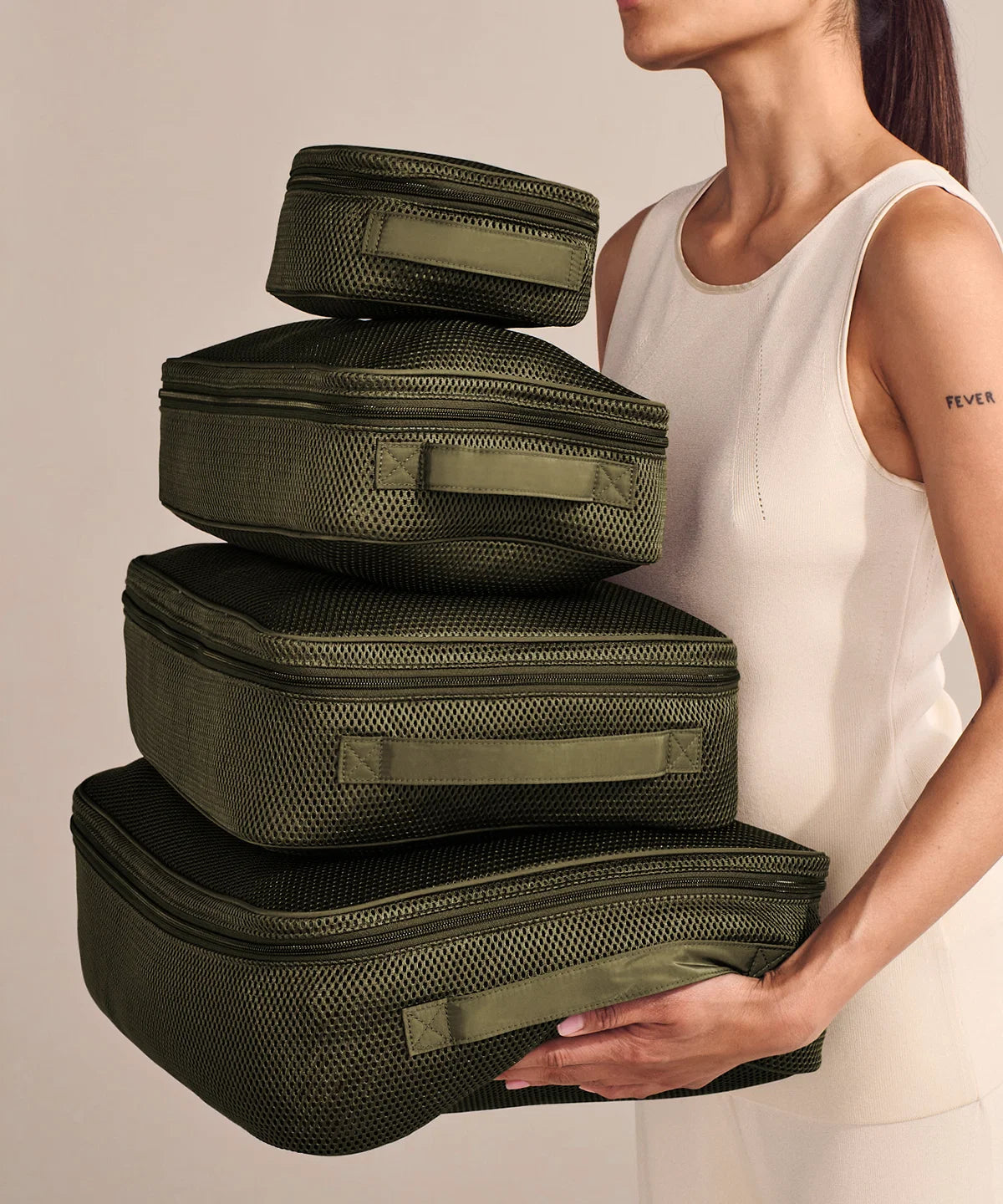 Roma Packing Cube in Dark Moss Air Mesh, Extra Large